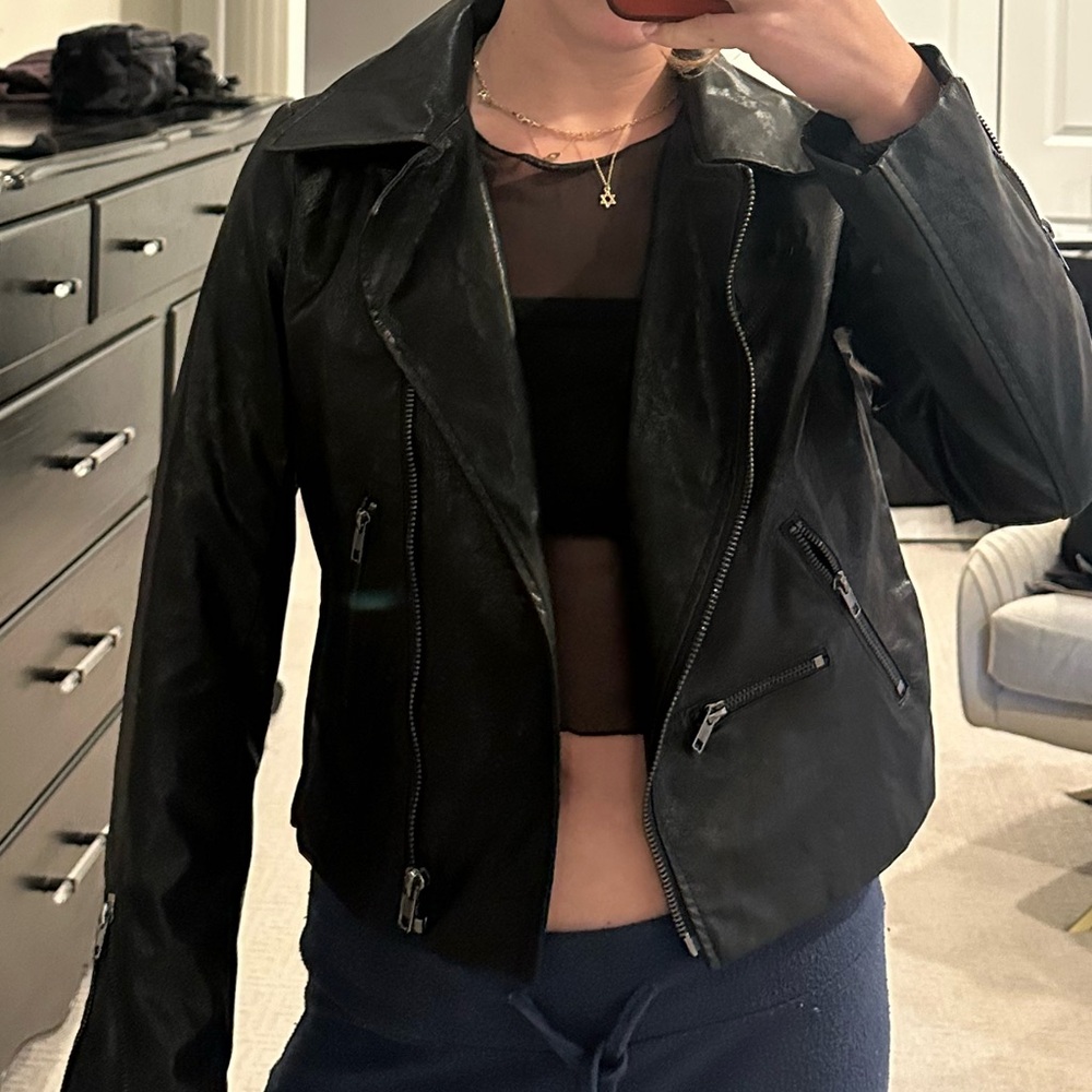 Olivaceous Coated Black Leather Jacket